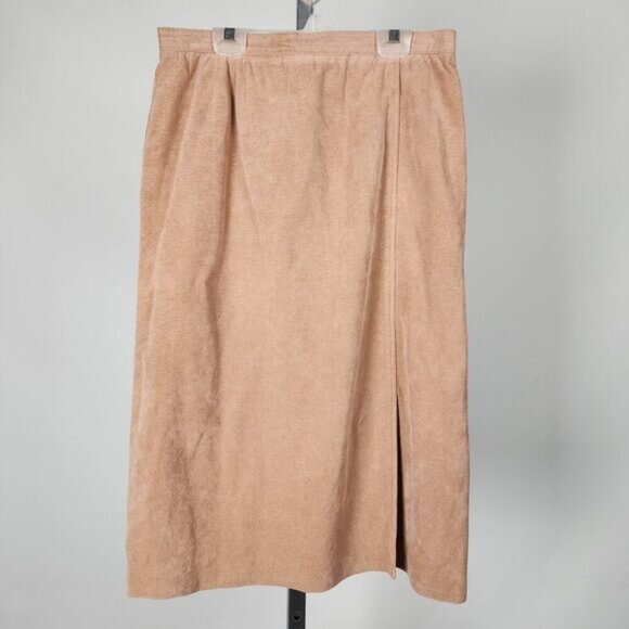 Vintage Ultra Suede Mocha Midi Skirt Size L - Picture 1 of 8